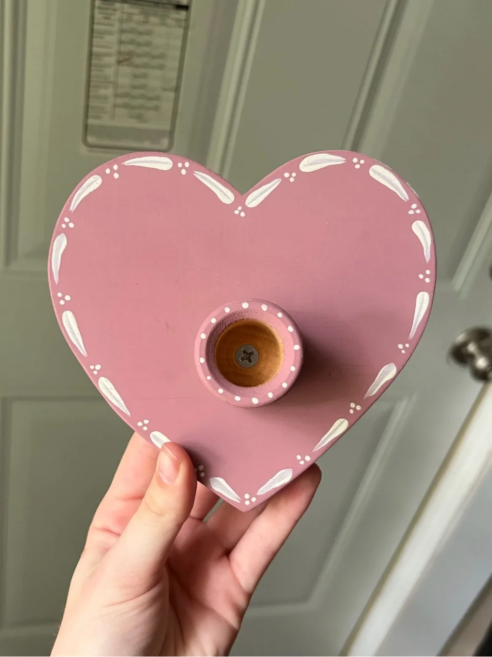 Vintage 1987 Country Wooden Heart Taper Candle Holders - Set of 2